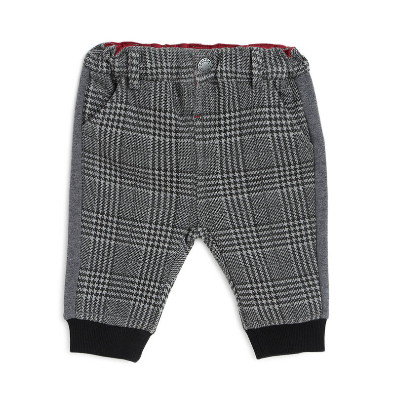 Boys Medium Grey Checkered Long Trouser image number null